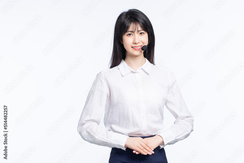 Asian business girl on white background