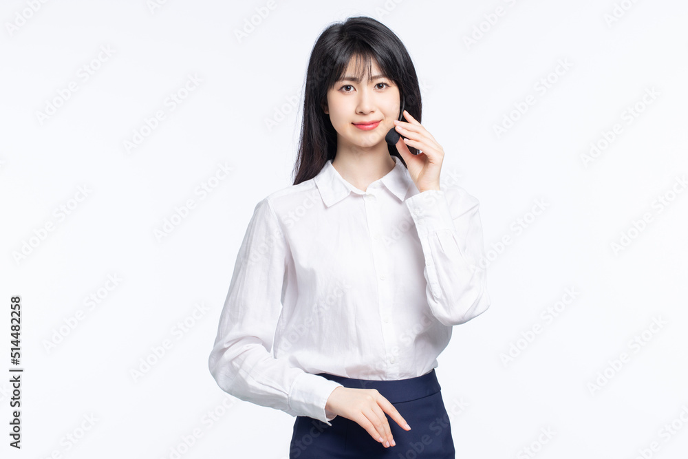 Asian business girl on white background