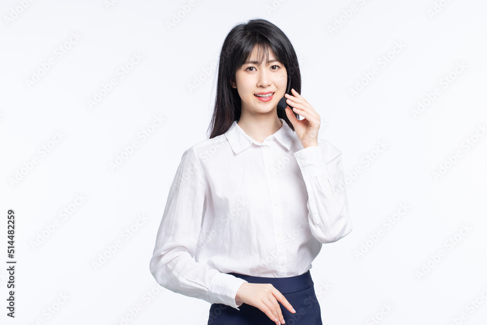 Asian business girl on white background