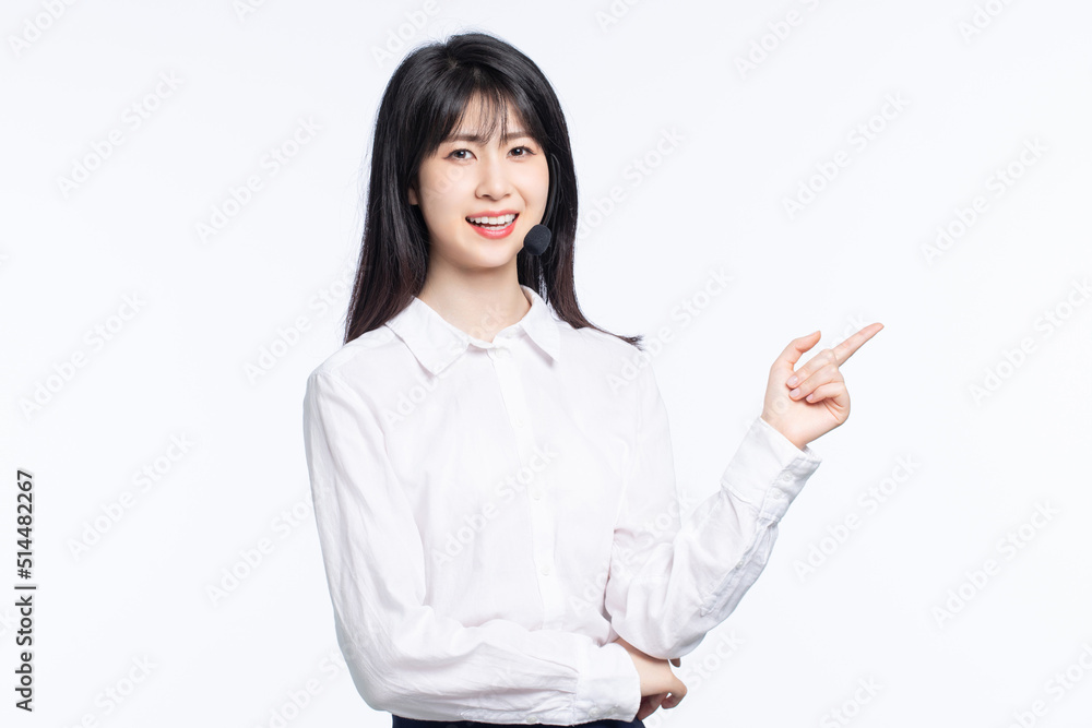 Asian business girl on white background