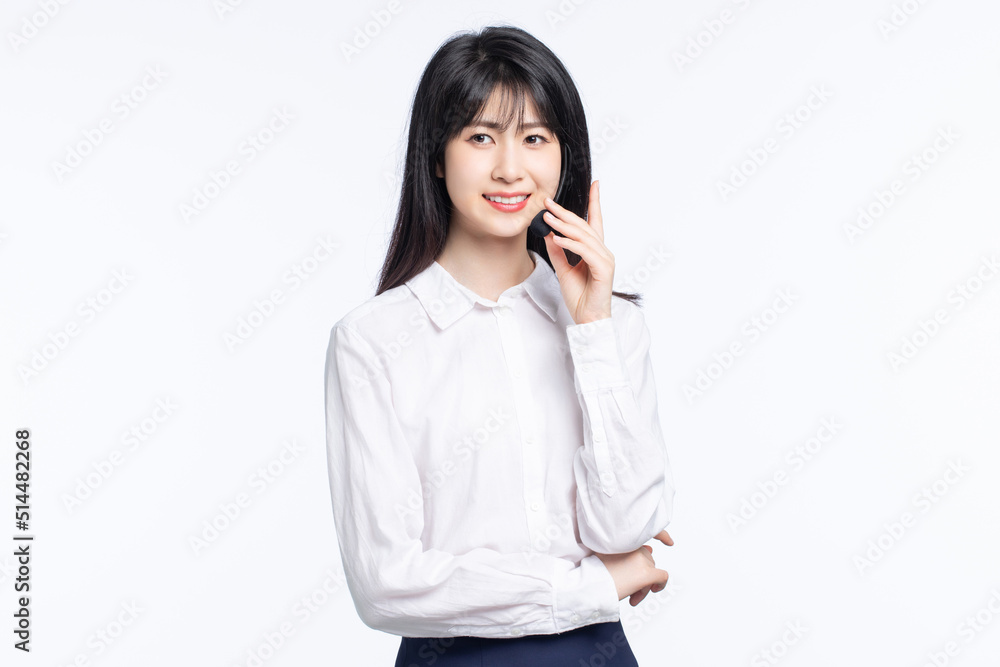 Asian business girl on white background