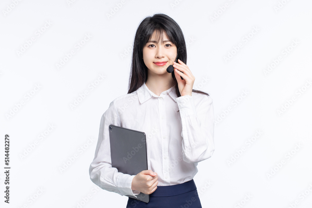 Asian business girl on white background