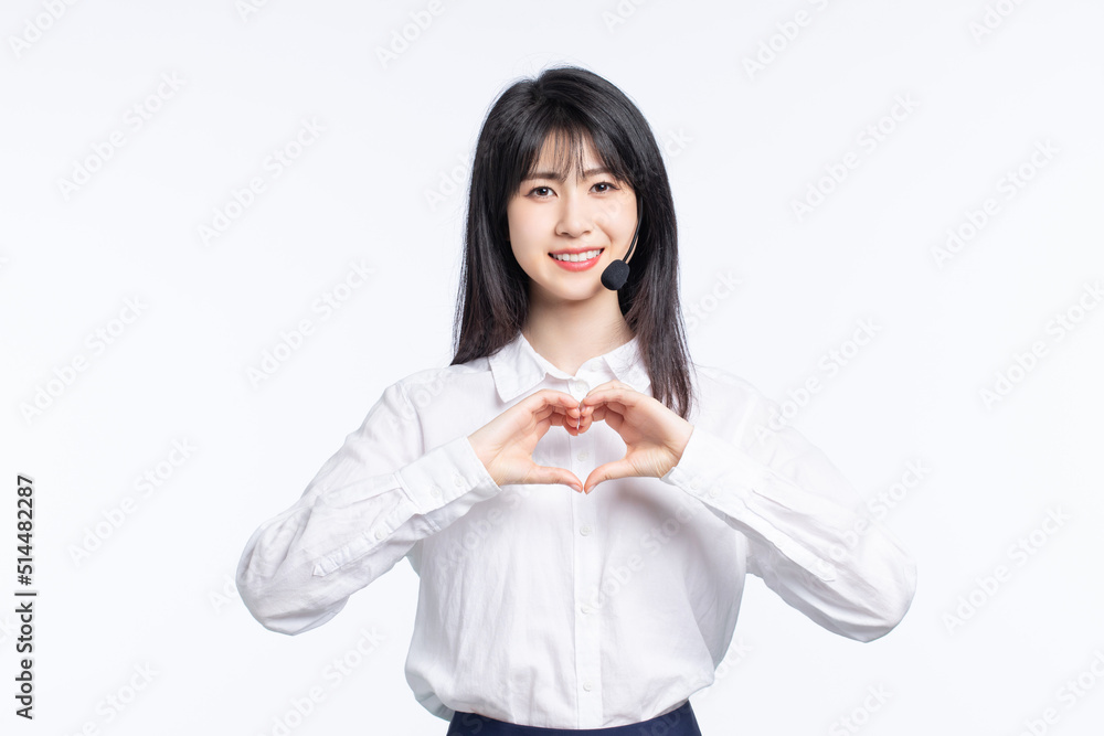 Asian business girl on white background