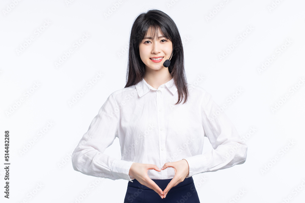 Asian business girl on white background