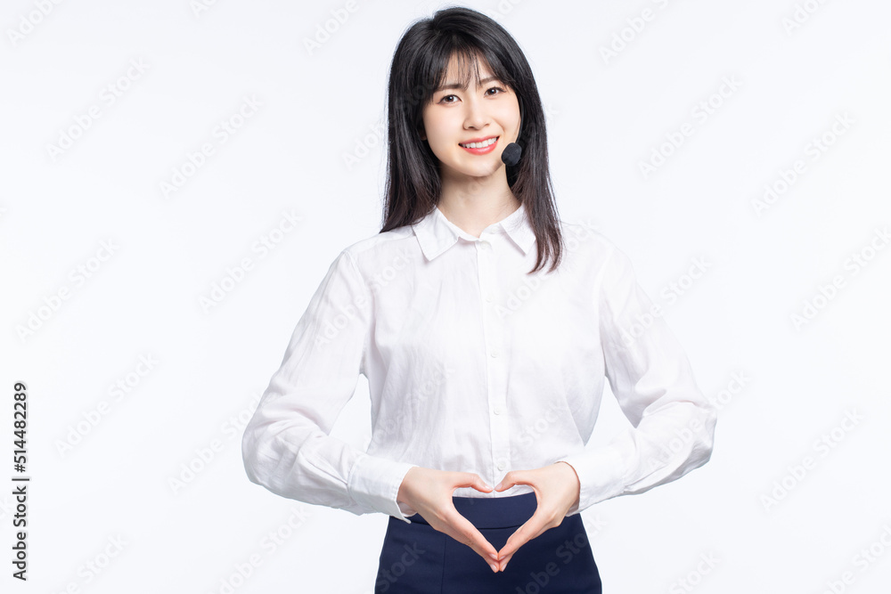 Asian business girl on white background