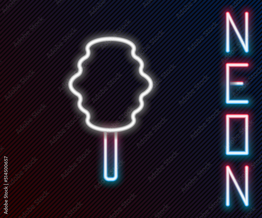 Glowing neon line Cotton candy icon isolated on black background. Colorful outline concept. Vector