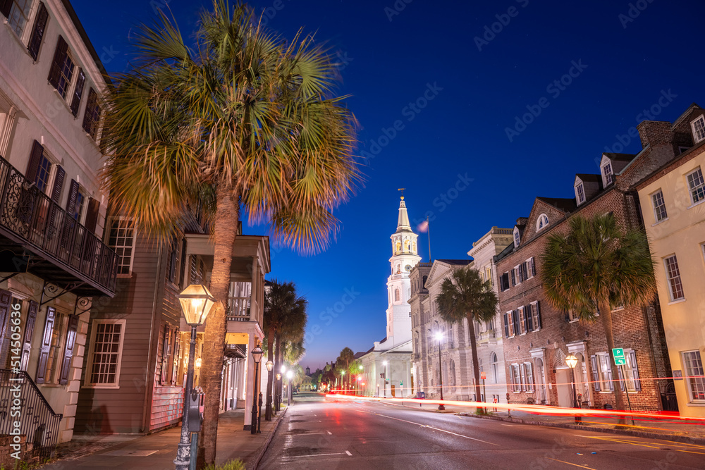 Charleston, South Carolina, USA cityscape in the historic French Quarter