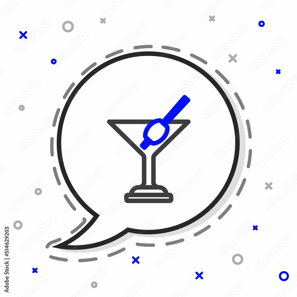 Line Martini glass icon isolated on white background. Cocktail icon. Wine glass icon. Colorful outli