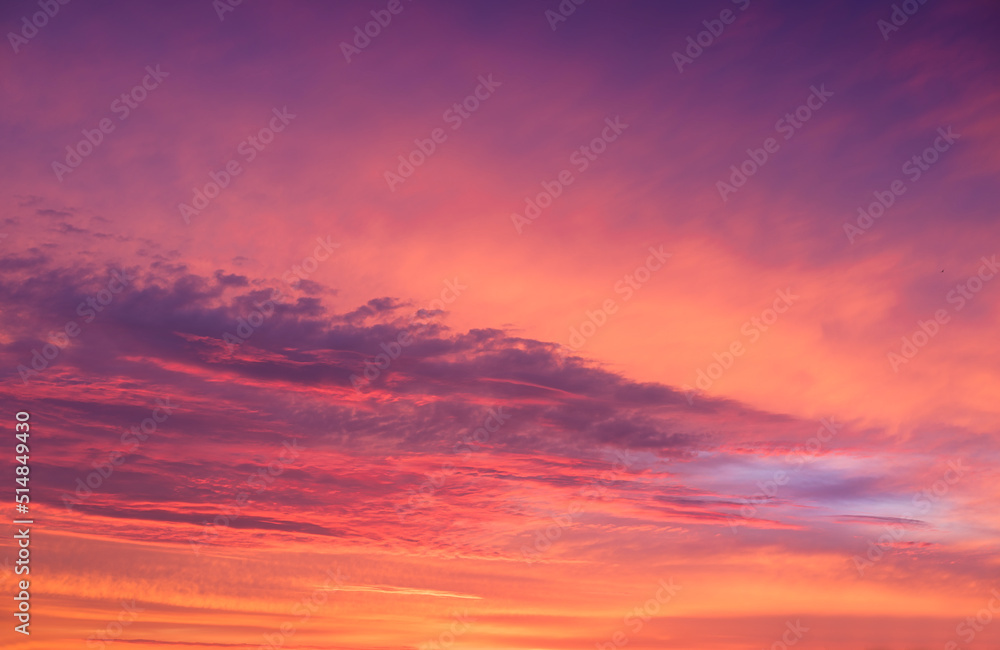 Sky with clouds during sunset. Clouds and blue sky. A high-resolution photograph. Panoramic photo fo