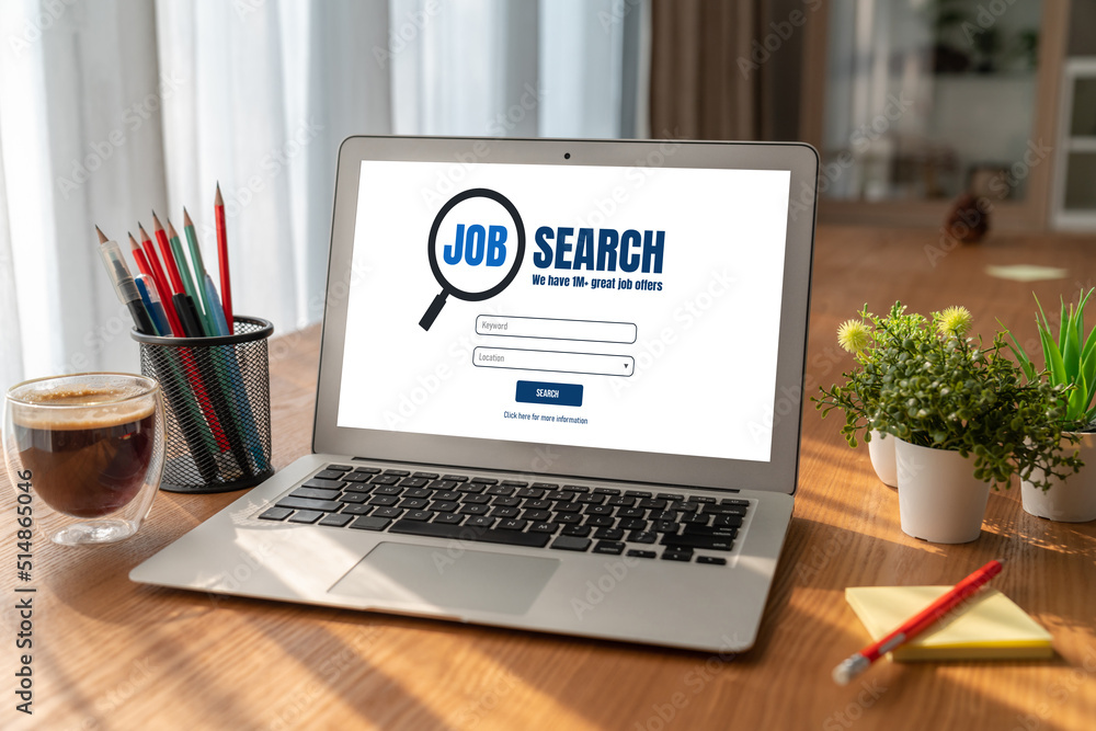 Online job search on modish website for worker to search for job opportunities on the recruitment in