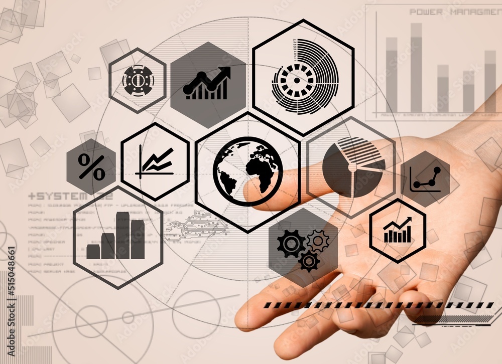 bring business marketing information in your hand, management chart infographic display