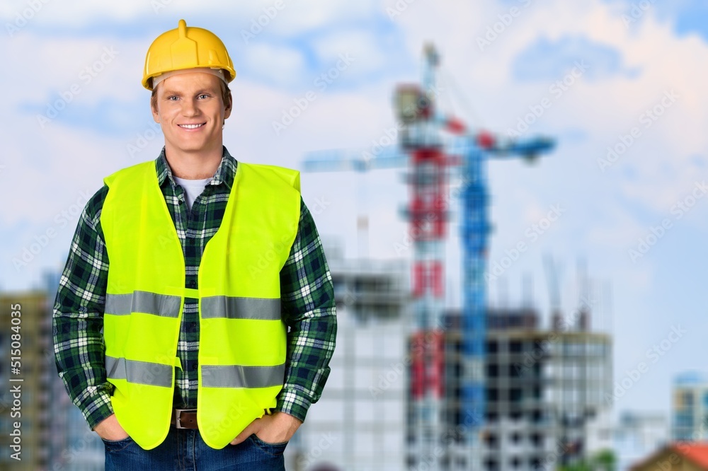 A young worker wearing protective wear outdoor