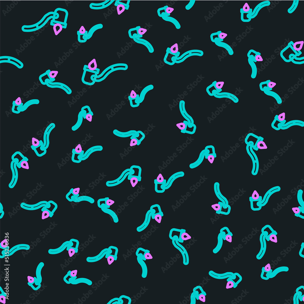 Line Sauna ladle icon isolated seamless pattern on black background. Vector