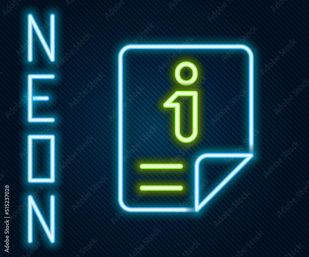 Glowing neon line Information icon isolated on black background. Colorful outline concept. Vector