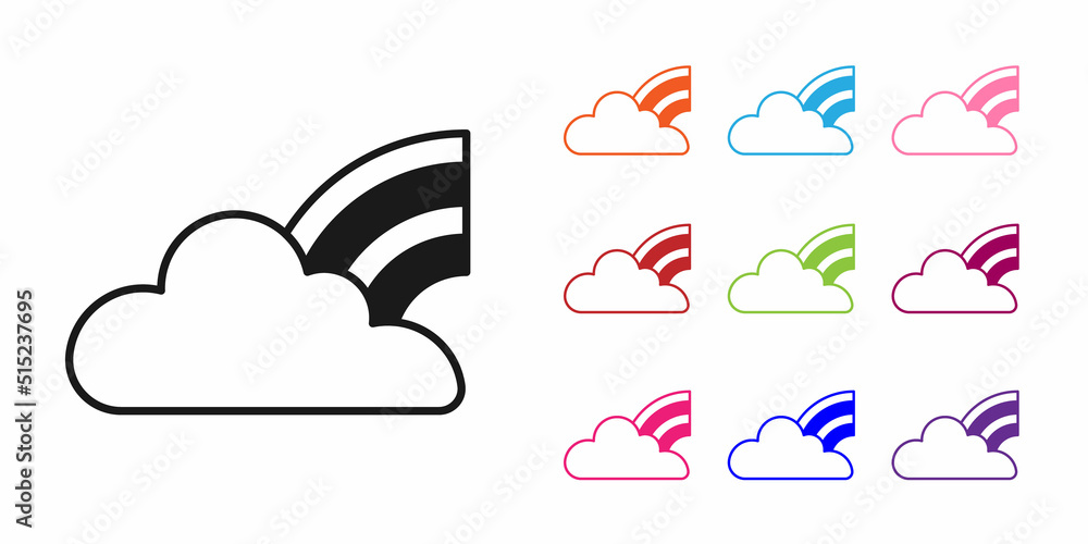黑色彩虹与云图标隔离在白色背景上。将图标设置为彩色。矢量