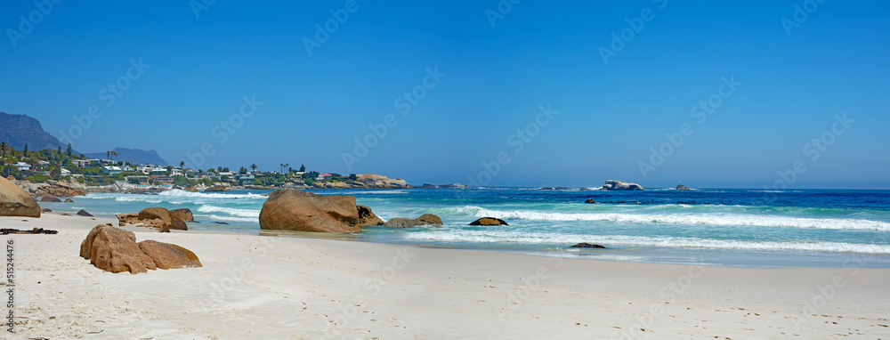 复制夏季热带海滩的景观和海景。Idylic海滨旅游景点