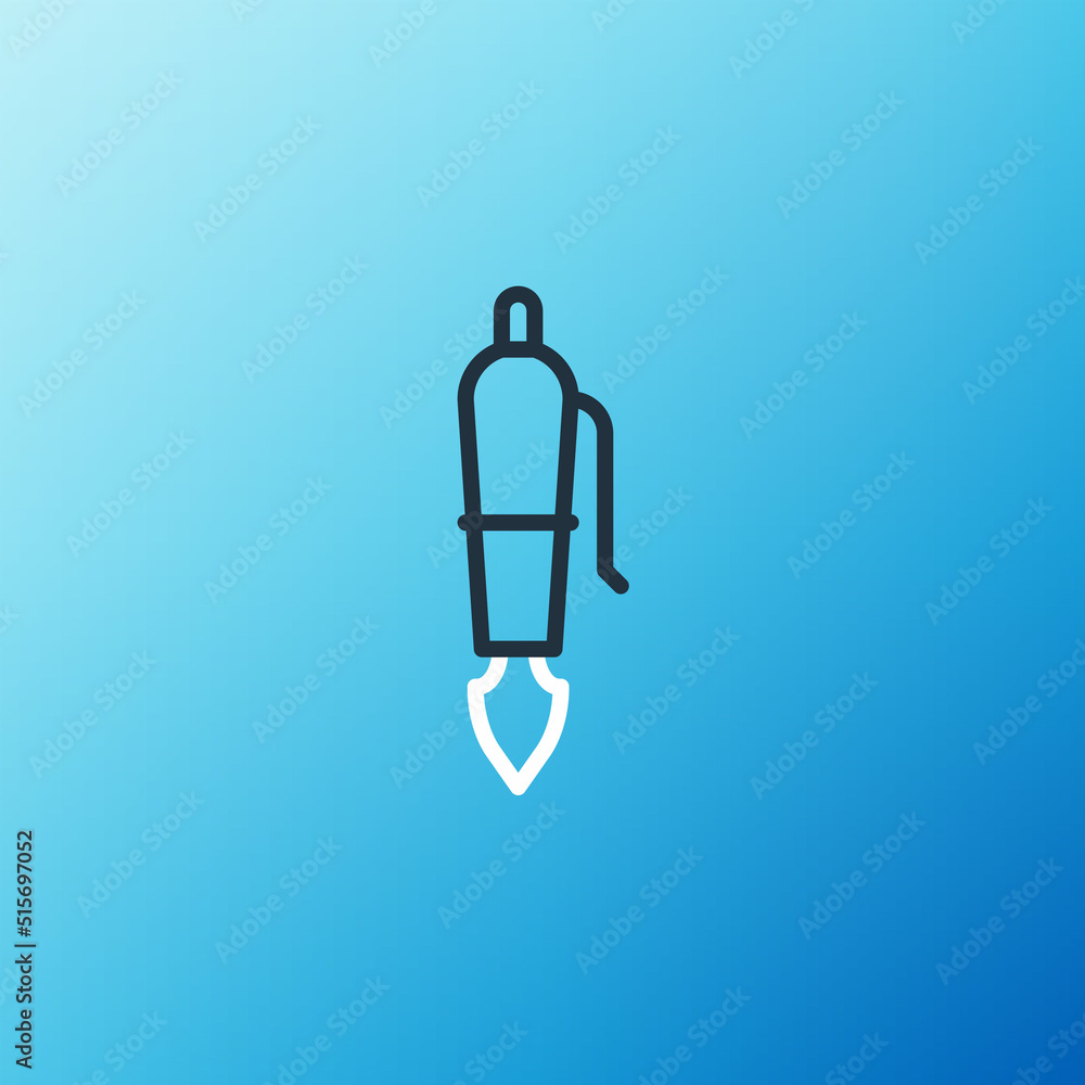 Line Fountain pen nib icon isolated on blue background. Pen tool sign. Colorful outline concept. Vec