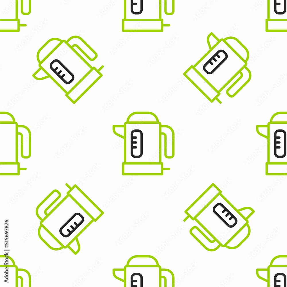 Line Electric kettle icon isolated seamless pattern on white background. Teapot icon. Vector