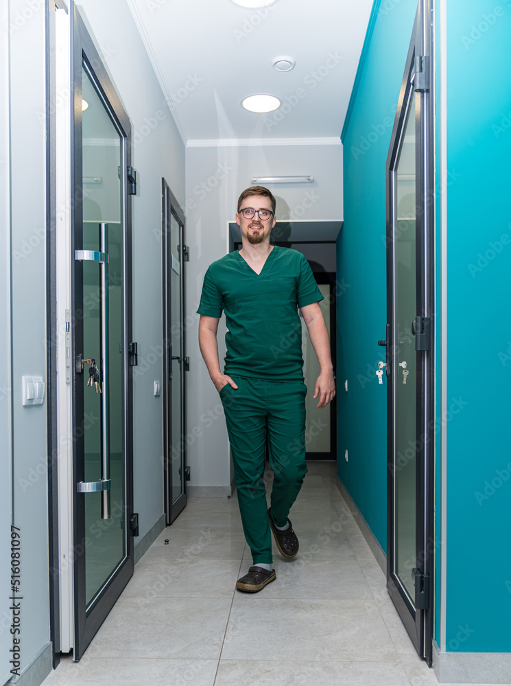 Professional confident medical specialist. Portrait of handsome medical worker in uniform.