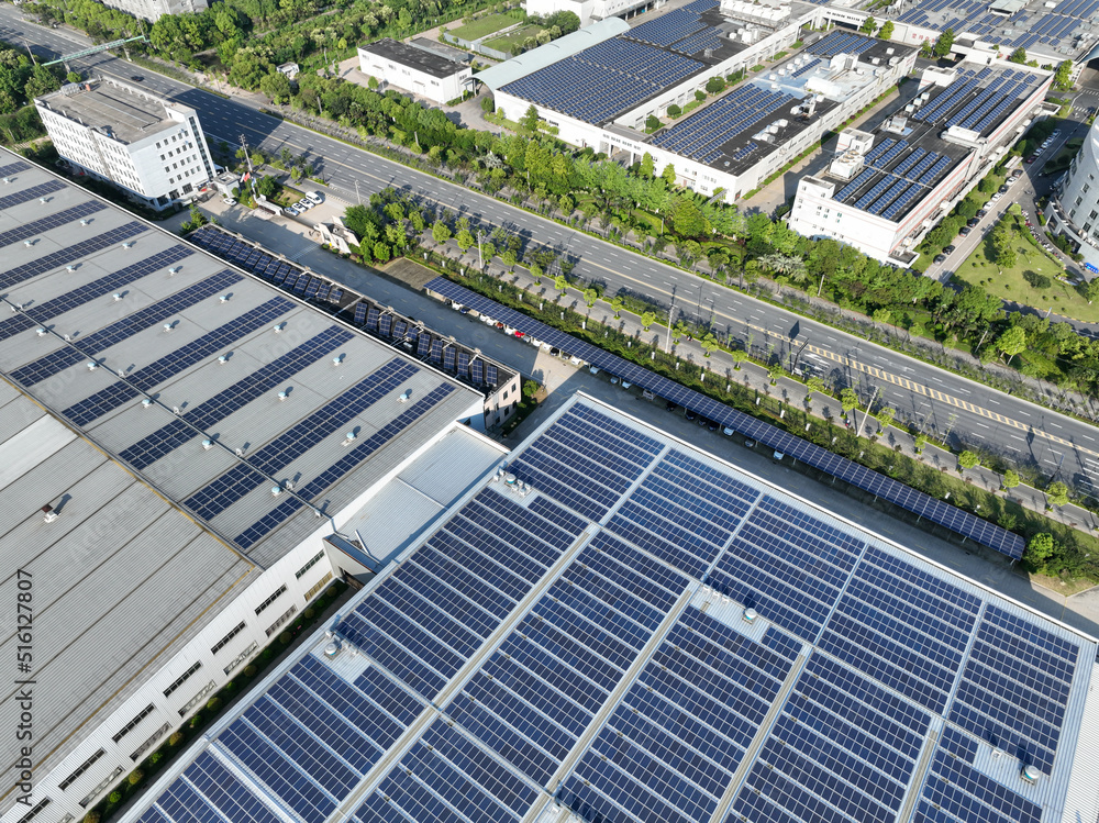 solar power station on factory rooftop