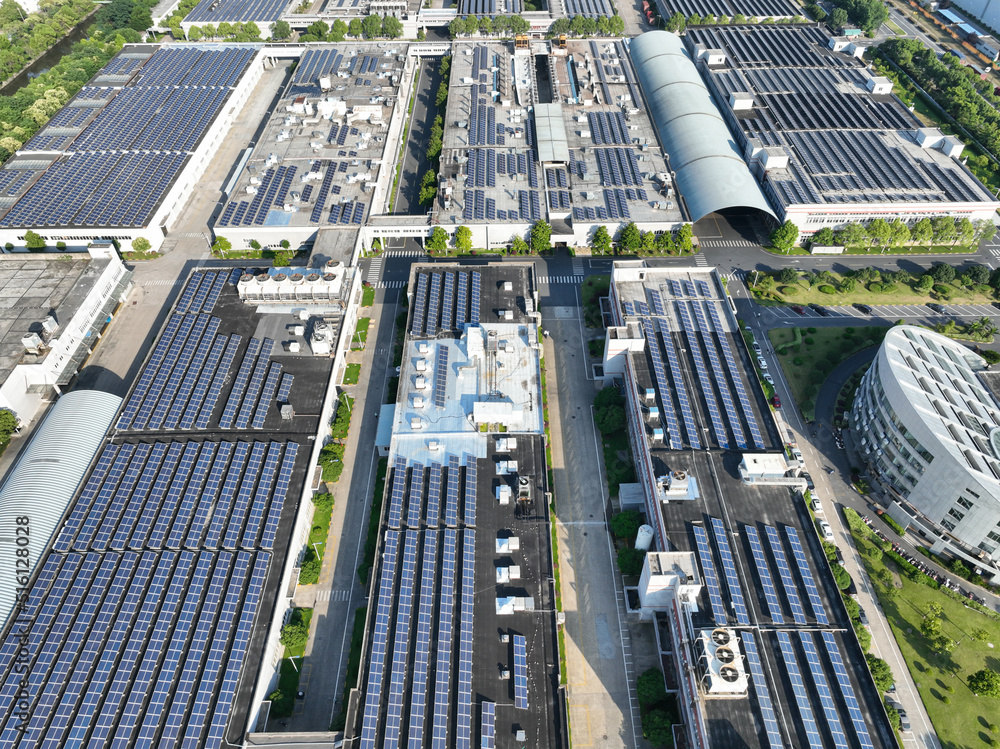 solar power station on factory rooftop