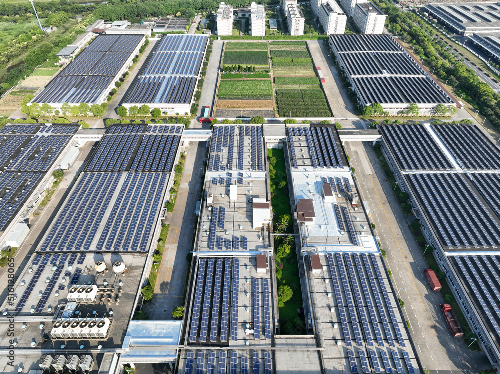 solar power station on factory rooftop