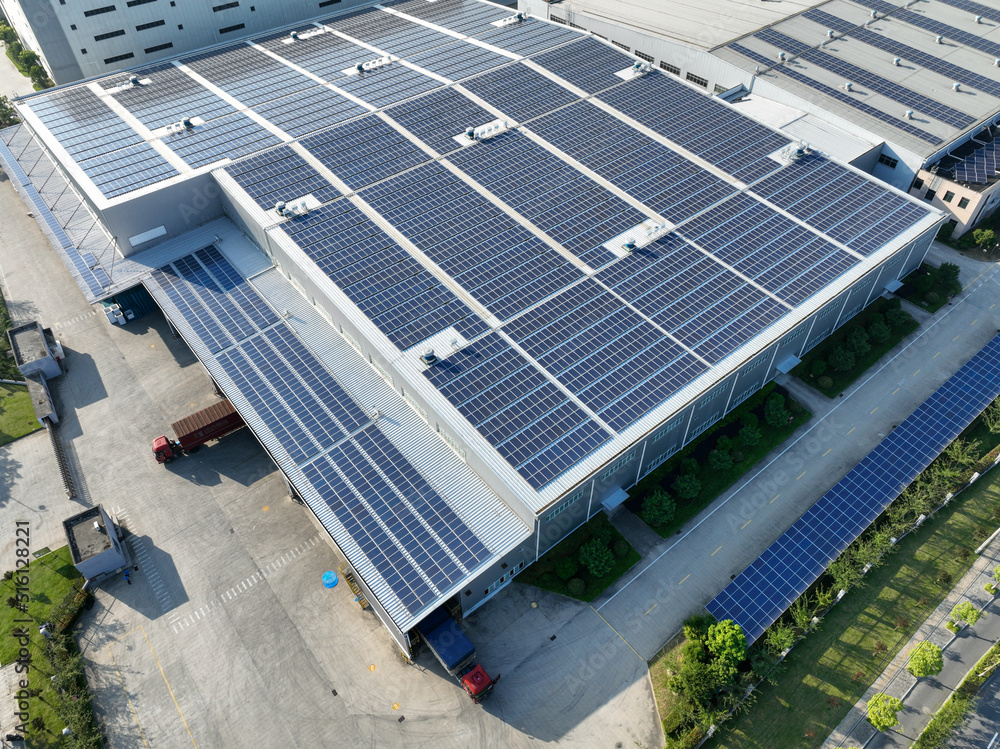 solar power station on factory rooftop