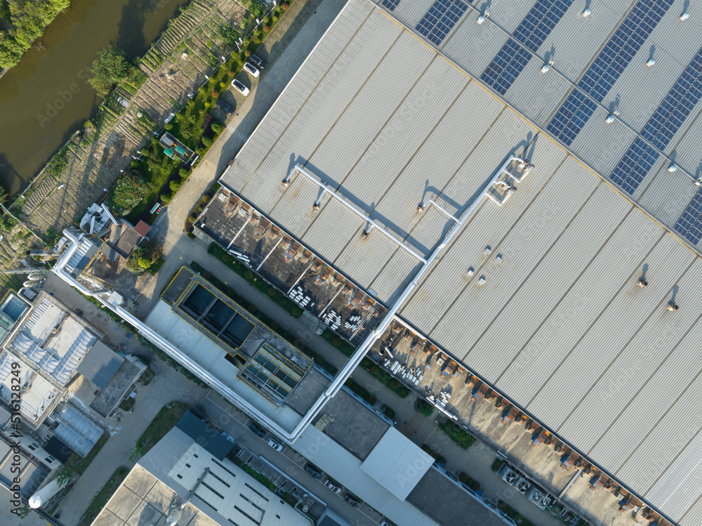 solar power station on factory rooftop