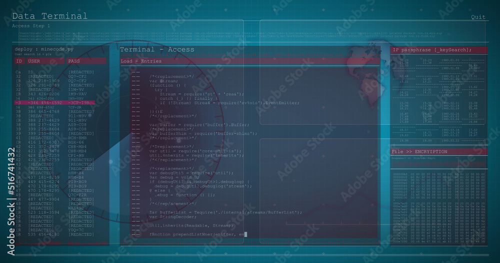 Image of data processing on screens and scope scanning