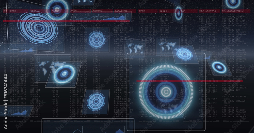 Image of data processing on screens and scopes scanning