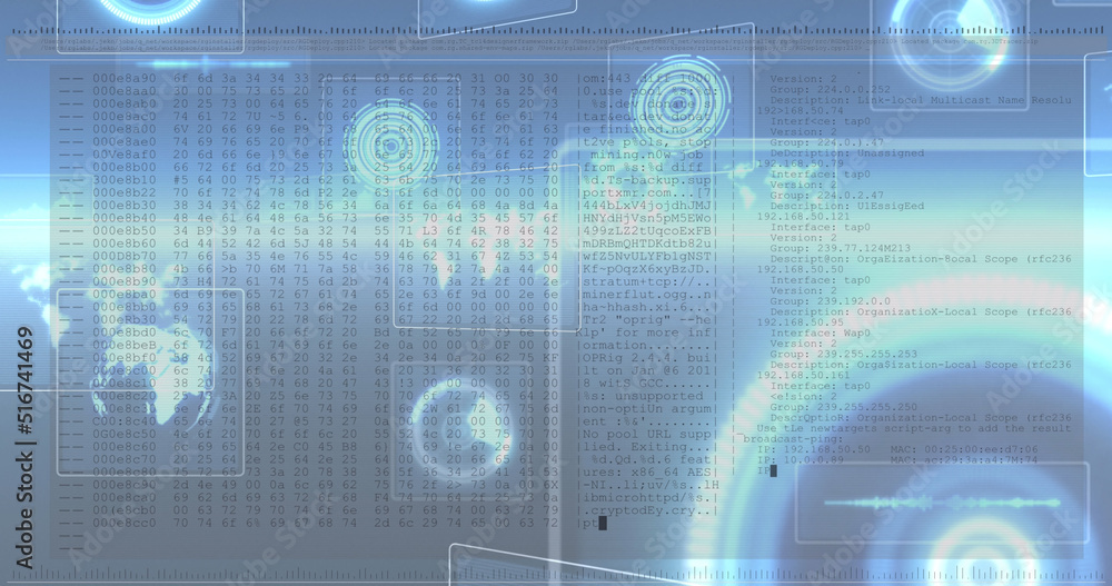 Image of data processing on screens and scopes scanning