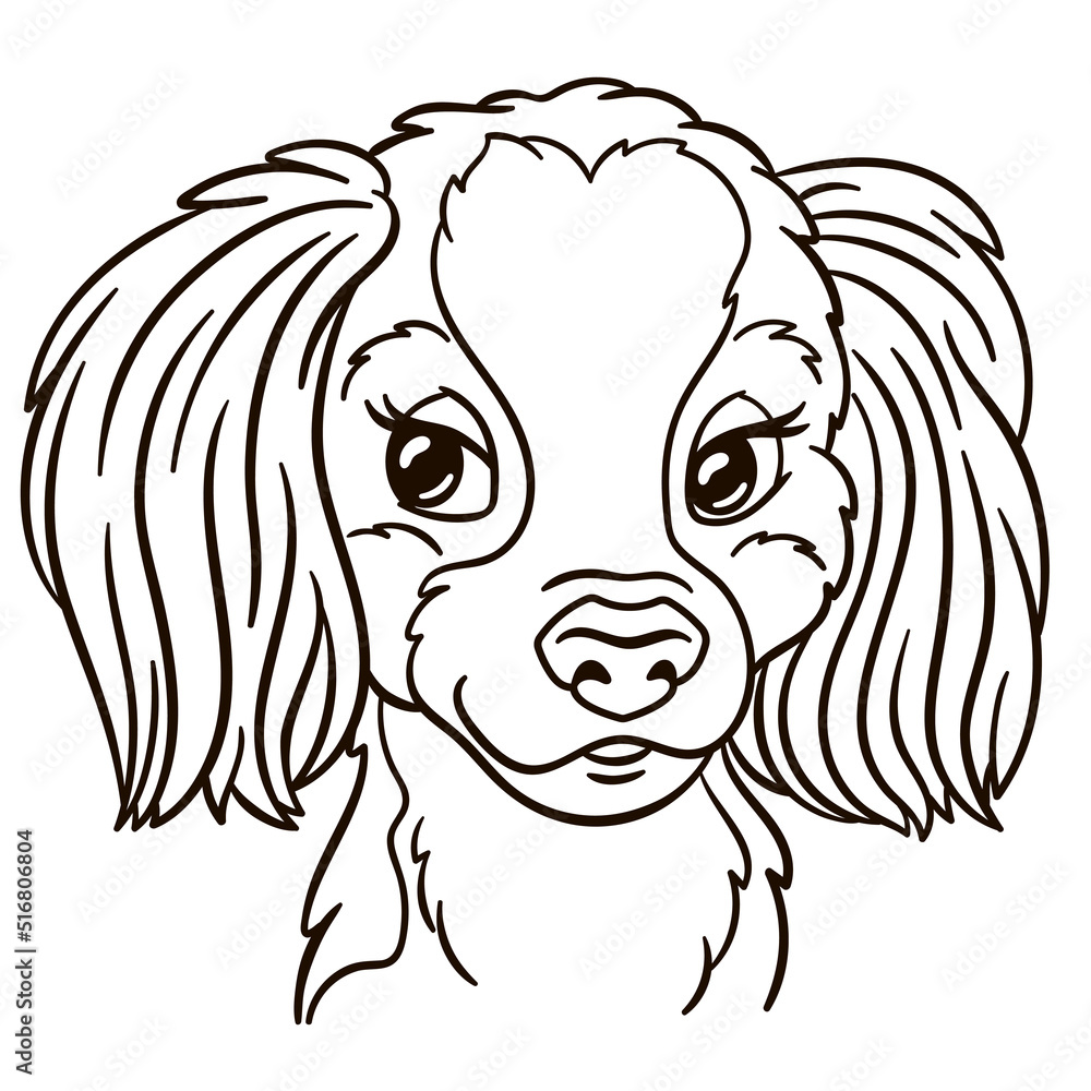 Spaniel dog cartoon illustration. Cute animal print for t-shirts, mugs, totes, stickers, nursery wal