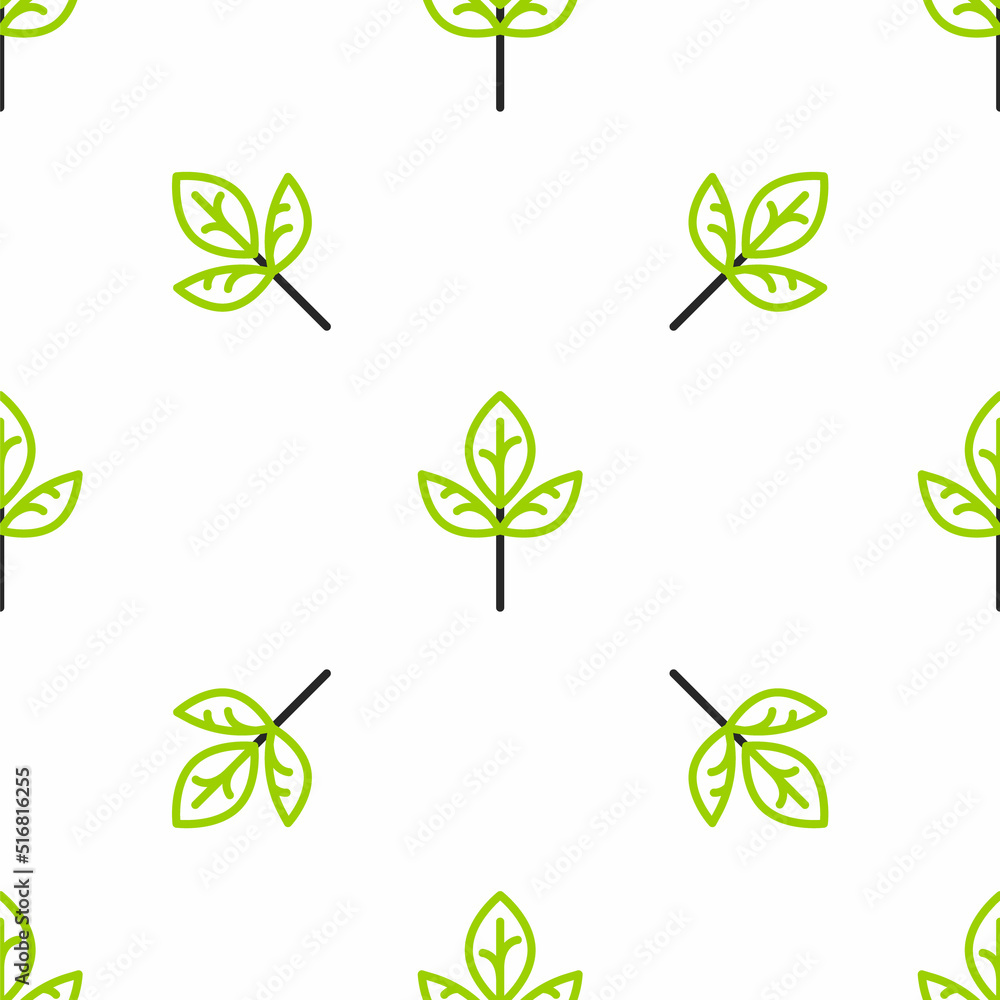 Line Leaf icon isolated seamless pattern on white background. Leaves sign. Fresh natural product sym