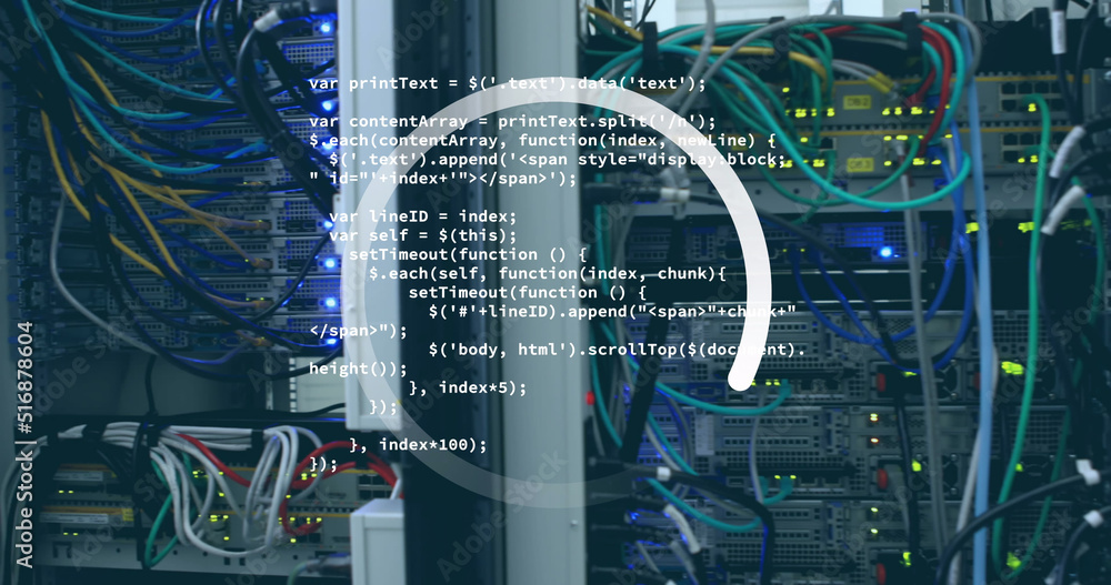 Image of loading ring over data processing and server room