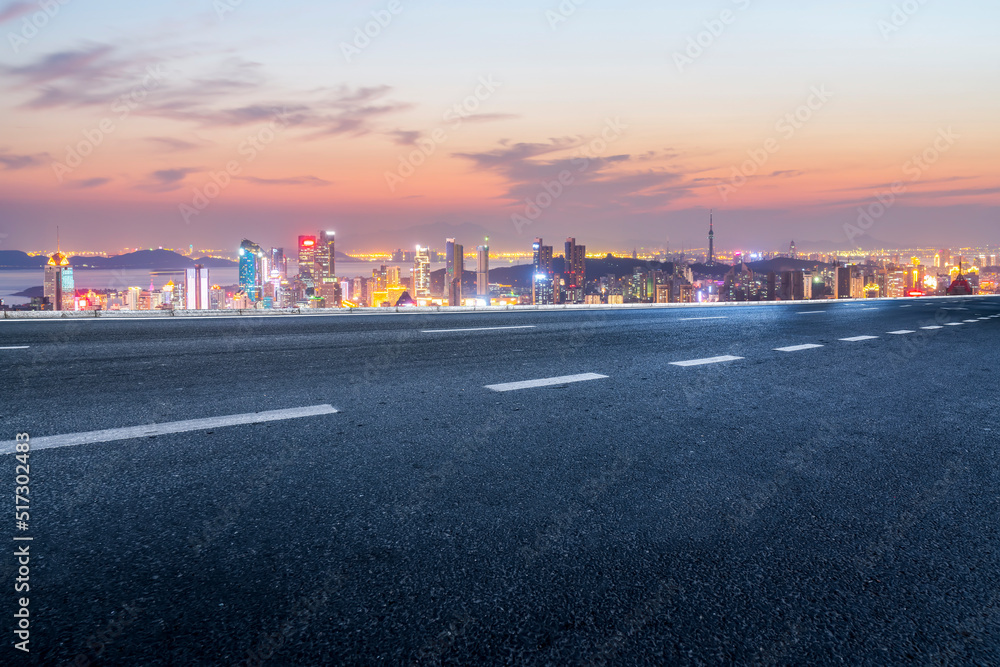 Urban road ground and modern architectural landscape