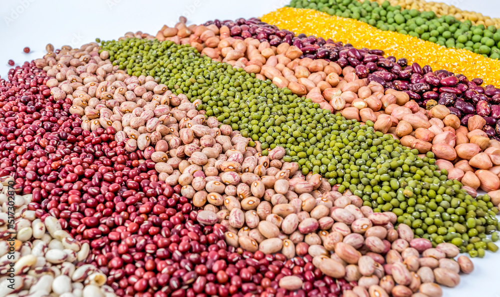 Autumn harvest of grain grain, full screen of whole grains.