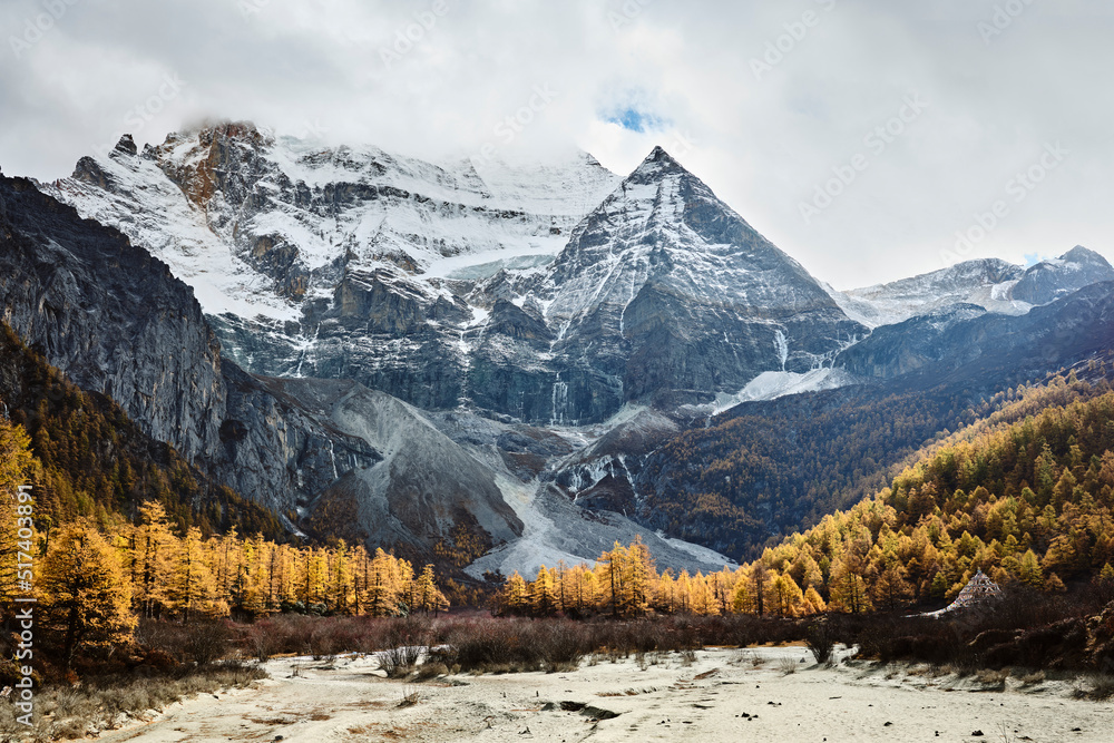 the sacred Mount Xiannairi (or Chenrezig in Tibetan) in Yading