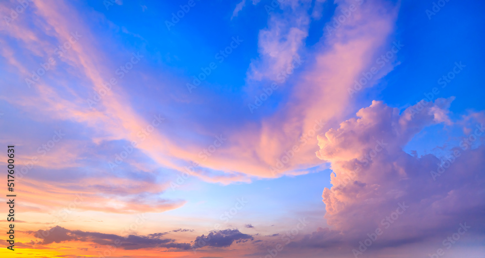 全景日落天空和云层背景