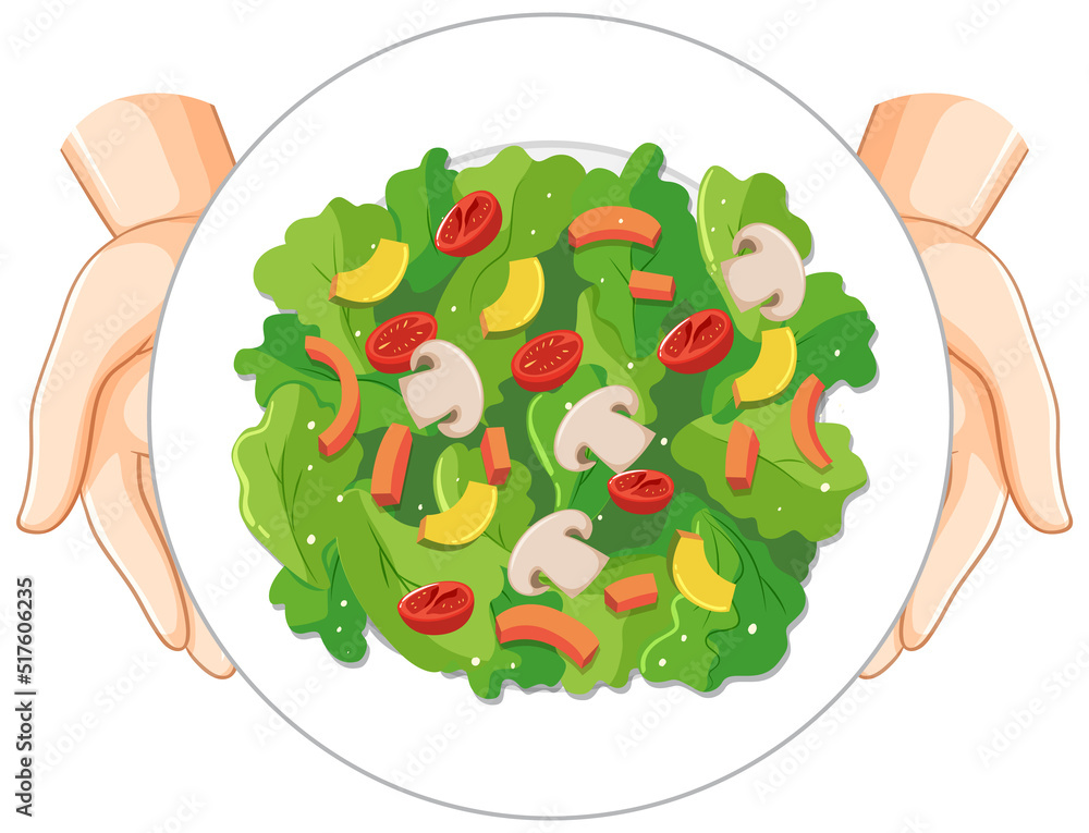 Hand holding salad bowl