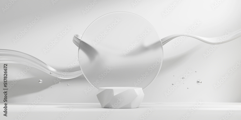 Abstract white platform podium showcase for product display 3d rendering