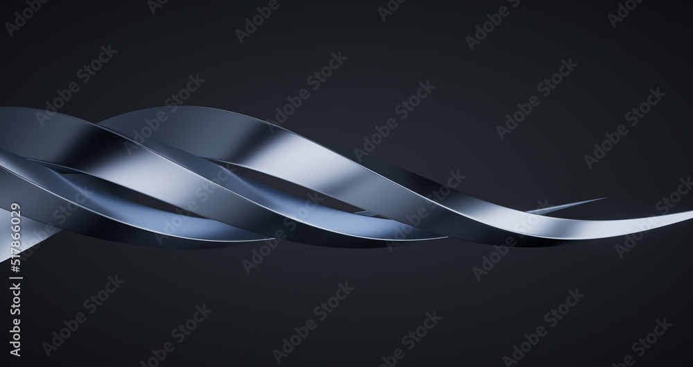 Metallic curve geometry background, 3d rendering.