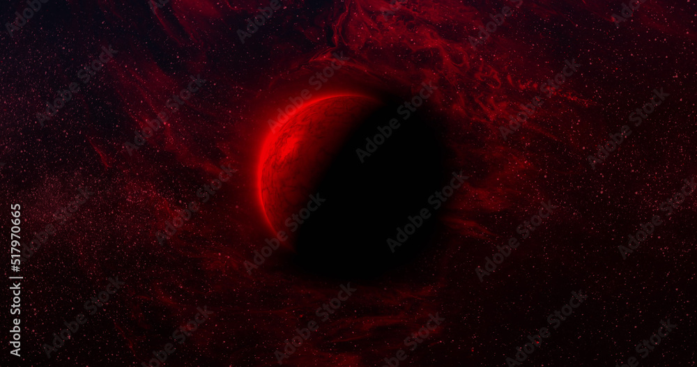 Image of red planet in black space