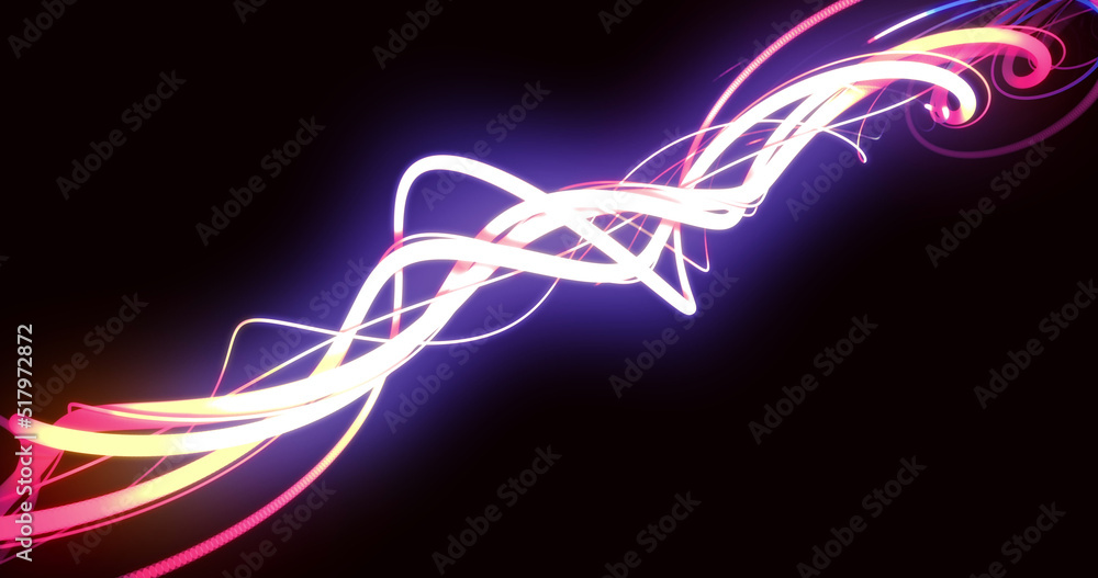 Image of light trails over black background