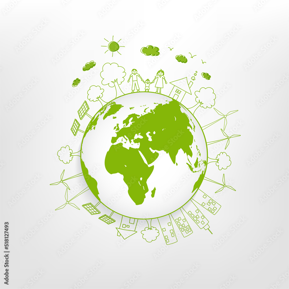 Save the world, Eco friendly, Sustainability development and World environmental day, Vector illustr