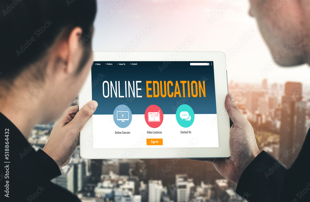 E-learning website with modish sofware for student to study online on the internet network