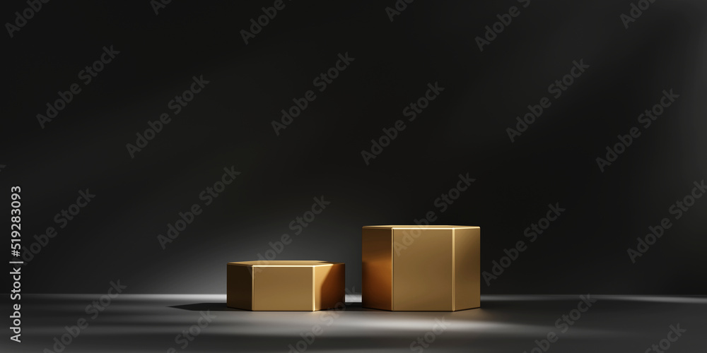 3D rendering abstract gold platform podium product presentation backdrop