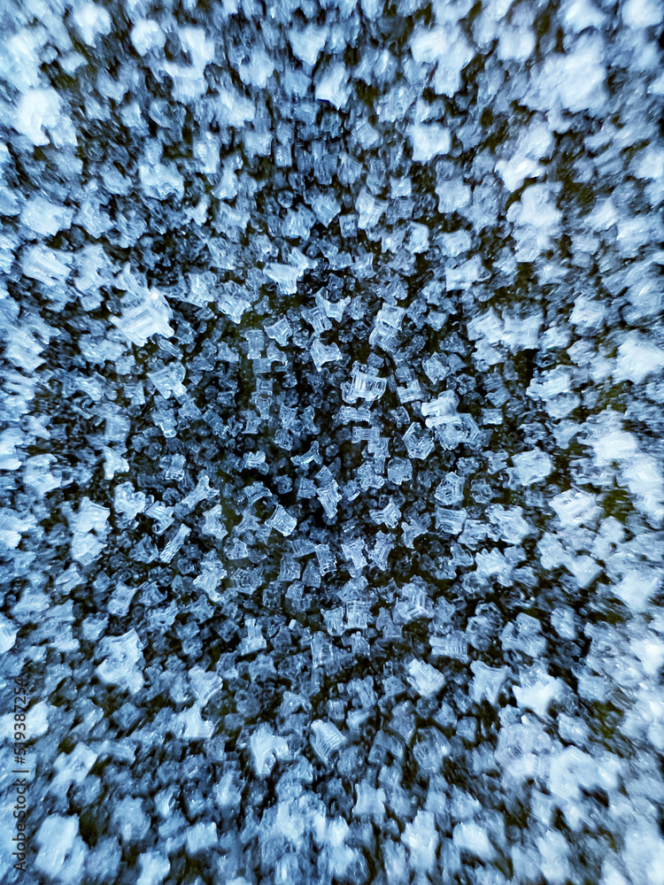 Cube crystals of ice extreme detailed close-up