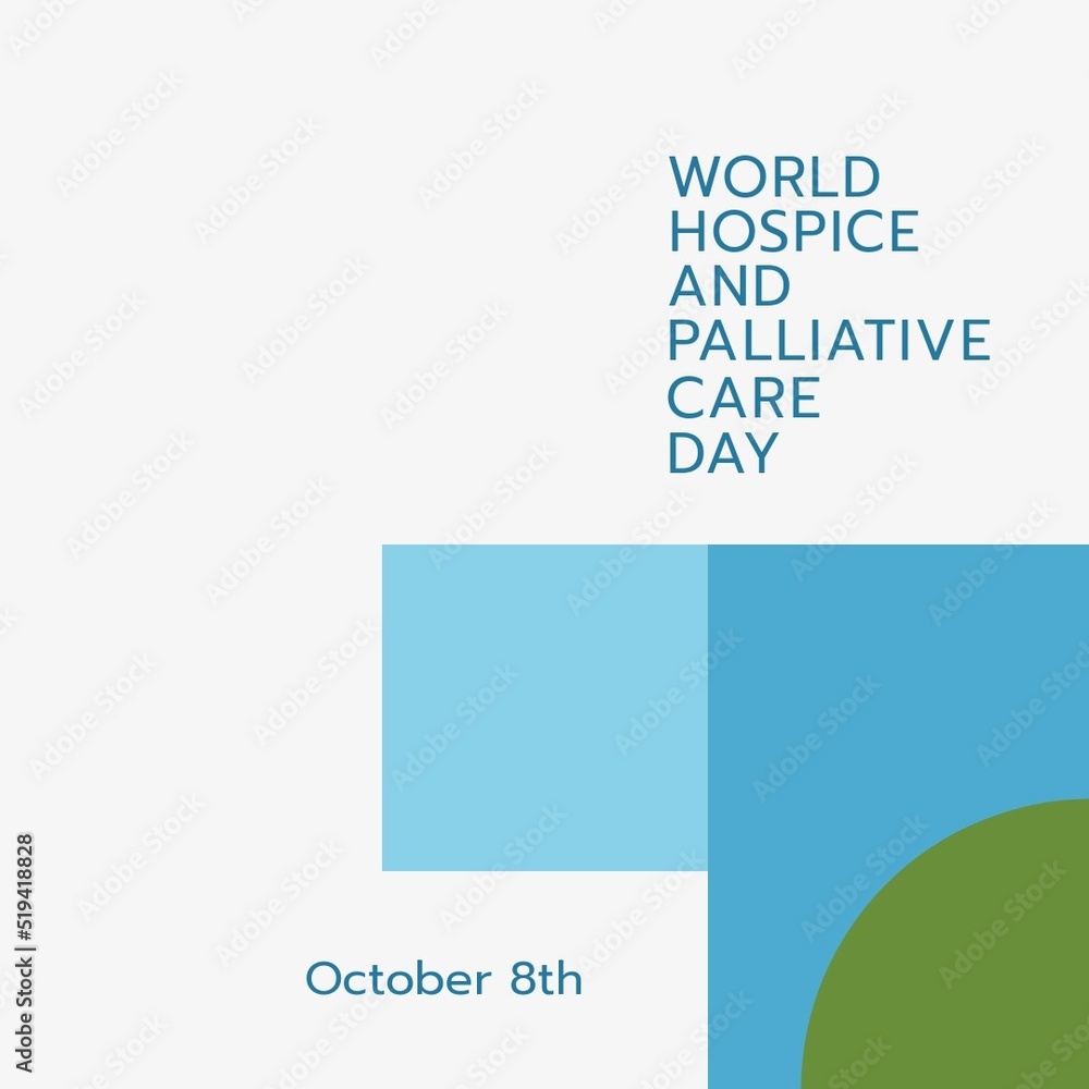 Illustration of world hospice and palliative care day text with various shapes on white background