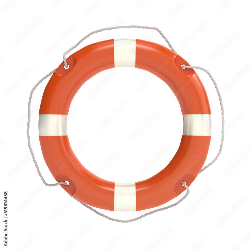 Front view of lifebuoy ring, isolated on white background