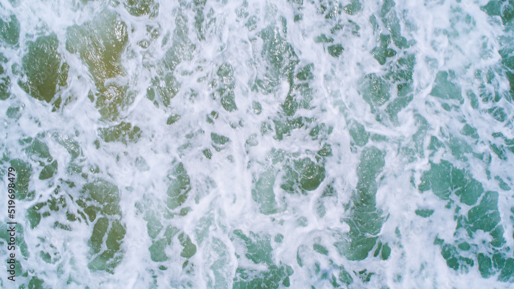 Sea waves Blurred background top view from drone camera Nature background